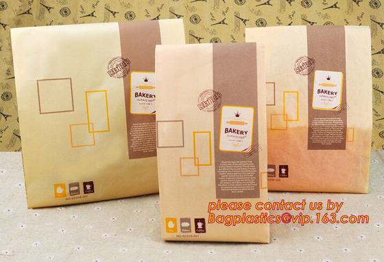 China supplier promotional custom coated bread/sandwich paper kraft bag with clear window,brown kraft paper bakery bread