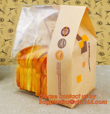 China supplier promotional custom coated bread/sandwich paper kraft bag with clear window,brown kraft paper bakery bread