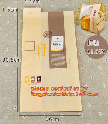 China supplier promotional custom coated bread/sandwich paper kraft bag with clear window,brown kraft paper bakery bread