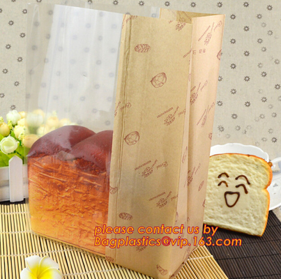 China supplier promotional custom coated bread/sandwich paper kraft bag with clear window,brown kraft paper bakery bread