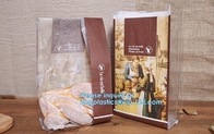Recyclable sandwich bread food packaging brown paper bag custom kraft pastry paper bag，kraft paper bread bag with window