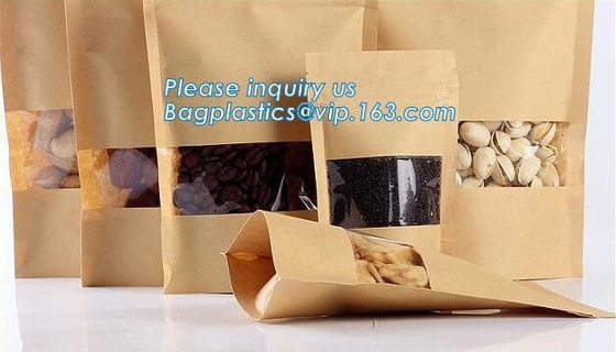 zipper. k, Custom printed paper bread bags use for food packaging,Open Top Kraft Paper Laminated Foil Lined Flat B