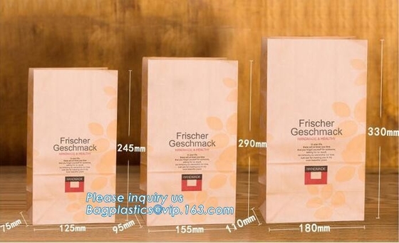 Beautiful printing Food grade package bread takeout Brown Kraft Paper Bag for bakery retail,Best quality food grade cust