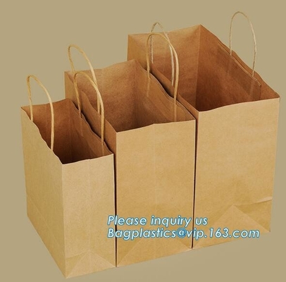 Custom printed kraft paper bags food grade with window bread packaging paper bags,Custom kraft breakfast pastry packagin