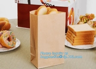 Bread Kraft Paper Bag Square Bottom Bag Takeaway food Packing Bag,Recyclable sandwich bread food packaging brown paper b