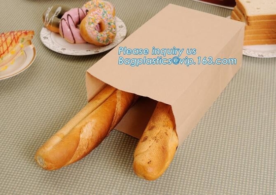 Bread Kraft Paper Bag Square Bottom Bag Takeaway food Packing Bag,Recyclable sandwich bread food packaging brown paper b