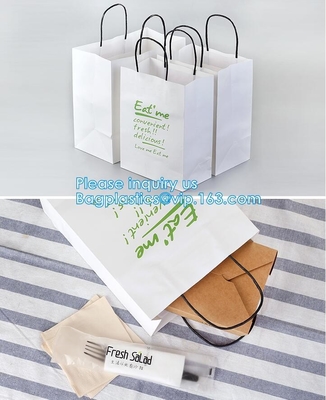 Custom Kraft Paper Twisted Handle Shopping Carrier Bag With Logo Printed,kraft paper shopping bag with handle, bagease