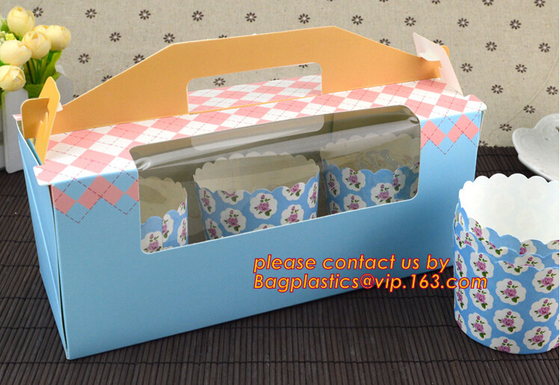 Custom cheap wholesale food grade paper cardboard cake box with handle