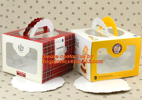 CRAFT CAKE BOX WITH PVC WINDOW, 400 GSM SBS IVORY BOARD PAPER CAKE BOX FOOD GRADE FOOD PACKING BOX WITH GLOSSY LAMINATIO