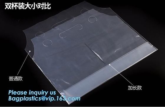 Disposable cup carrier bag, carry bag, cup handle bag, handy bag, die cut bag, handle carry bag, grocery bag, bakery pac