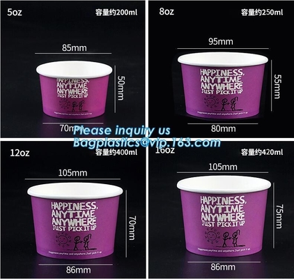 A series of custom logo printed double PE coated icecream paper cup with lid from Wuhan manufacturer bagplastics bagease