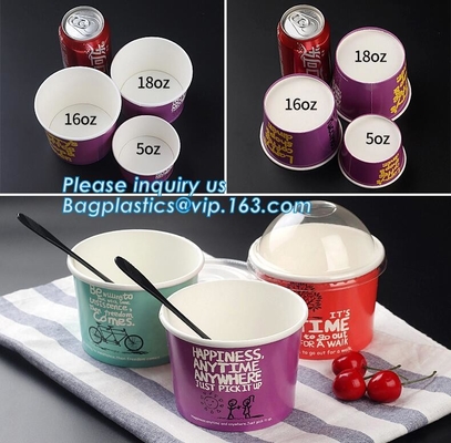 A series of custom logo printed double PE coated icecream paper cup with lid from Wuhan manufacturer bagplastics bagease