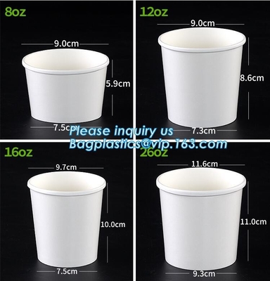 Disposable paper hot soup cup with paper flat lid,microwaveable deli container disposable plastic hot soup cups bagease