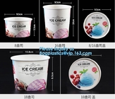 OEM Print logo food grade cheap disposable icecream cup with lids,flexo printing take away ice cream paper cup with dome
