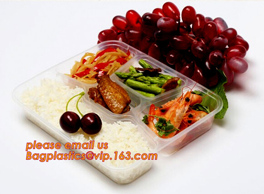 Disposable biodegradable plastic fiffin lunch box,compartment lunch box with lid,clamshell food packaging macaron pp bli
