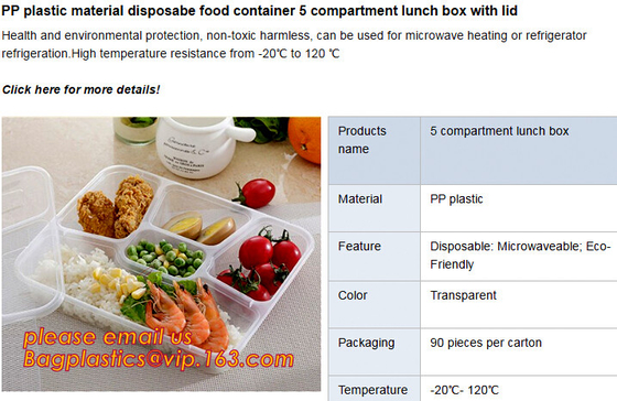Disposable biodegradable plastic fiffin lunch box,compartment lunch box with lid,clamshell food packaging macaron pp bli