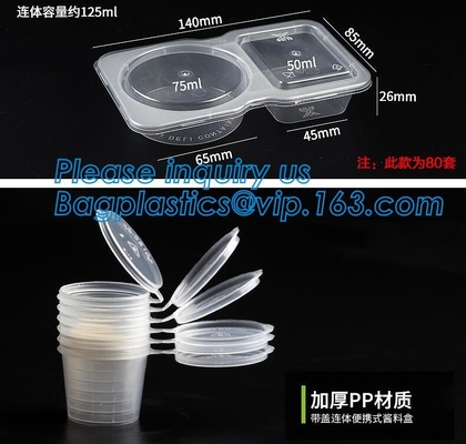 Disposable Sauce Cups With Lid Food Storage Containers Boxes Package Box&amp;Lid Portable Disposable Portable Plastic Cups