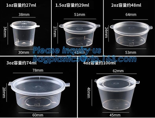 Disposable Sauce Cups With Lid Food Storage Containers Boxes Package Box&amp;Lid Portable Disposable Portable Plastic Cups