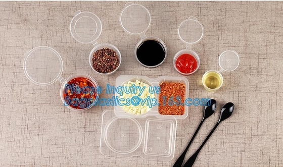 Disposable Sauce Cups With Lid Food Storage Containers Boxes Package Box&Lid Portable Disposable Portable Plastic Cups
