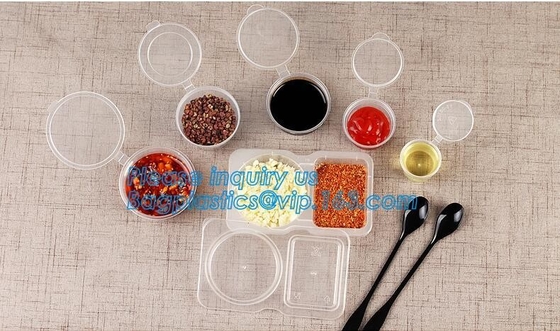 Disposable Sauce Cups With Lid Food Storage Containers Boxes Package Box&amp;Lid Portable Disposable Portable Plastic Cups