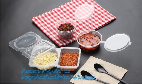 Disposable Sauce Cups With Lid Food Storage Containers Boxes Package Box&Lid Portable Disposable Portable Plastic Cups