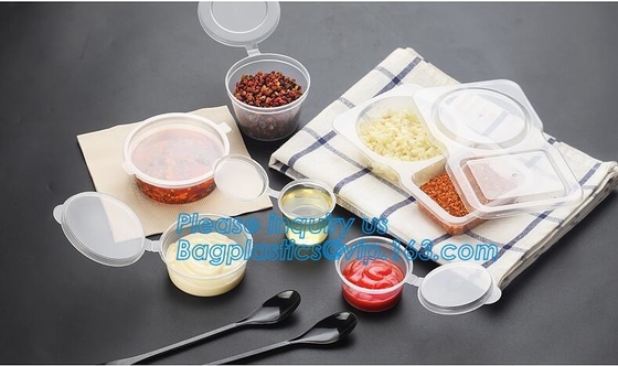 Disposable Sauce Cups With Lid Food Storage Containers Boxes Package Box&Lid Portable Disposable Portable Plastic Cups