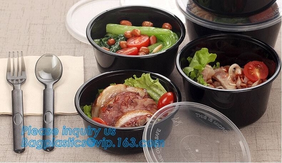 Take-away food package 3000ml large plastic salad bowls,PP white 700ml disposable plastic sea food bowl with handle pac