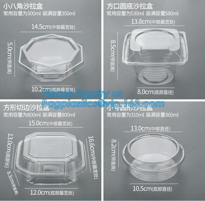 Cheap Custom Food Grade Clear PET Salad Bowl Disposable Food Plastic Bowl,460ml Disposable PET Noodle Soup Salad Bowl