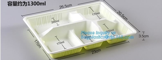 Disposable PP plastic food container 3 compartment containers / bento box / meal prep containers,food containers square