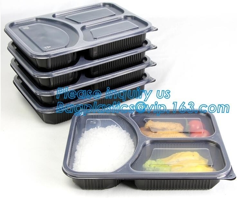 3 compartment plastic food storage Microwave Freezer Safe Plastic Disposable lunch box,Fast food container disposable ta