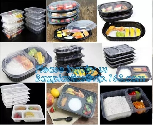 3 compartment plastic food storage Microwave Freezer Safe Plastic Disposable lunch box,Fast food container disposable ta