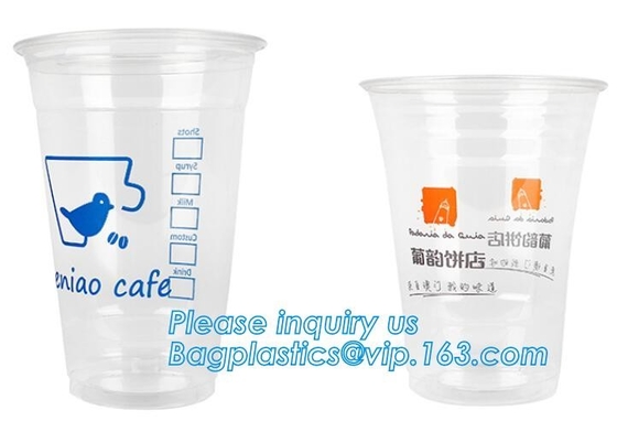 U Shaped Creative Disposable Plastic Cup Transparent Beverage Juice Coffee Tea Takeaway Packaging Cups With Lid