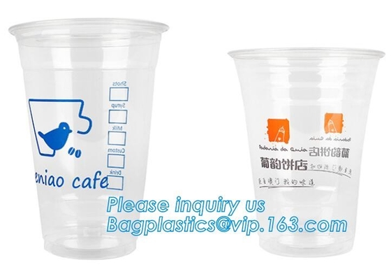 U Shaped Creative Disposable Plastic Cup Transparent Beverage Juice Coffee Tea Takeaway Packaging Cups With Lid