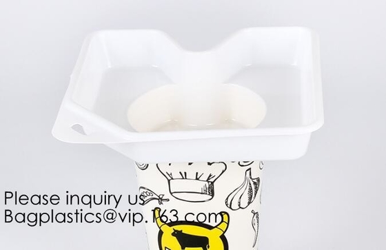 Flower Shaped 330ml PP Plastic Snack Plate With Cup Holder,Disposable PS Plastic Cup Top Snack Tray,Snack Cup With Straw