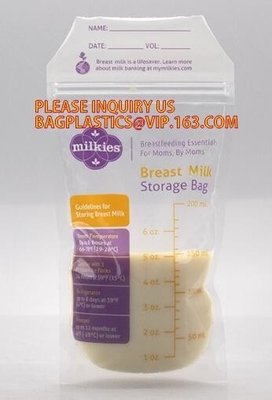 Custom Printing Food Grade Zipper Seal Stand Up Pouch 8oz Leak Proof Breast Milk Storage Bag,breast milk storage bags Mi