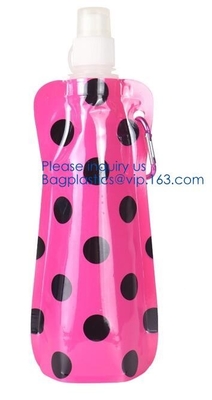 Custom Logo Printed Bottle Foldable Drinking Collapsible Water Bag,16oz BPA free collapsible water bottle foldable water