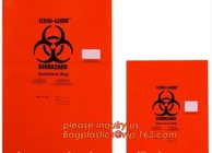 Durable plastic Biohazard Bags for medical waste, biohazard specimen transport poly bag, hazardous waste yellow plastic