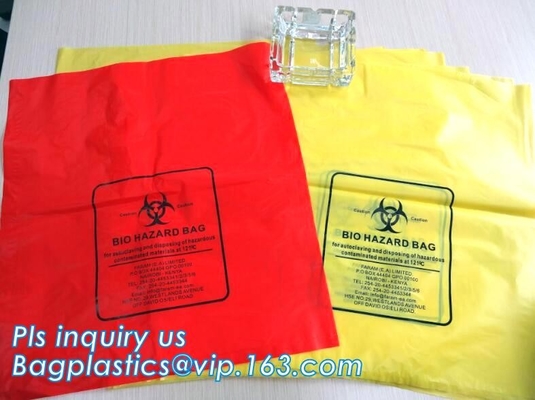 Medical biohazard bag PE safety red color waste bags for medical, biohazard trash bag on roll with cheap price, bagease