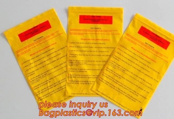 Biodegradable PLA Plastic Bag Corn Starch Biohazard Specimen k Bag, LDPE Three Walls Specimen Bag with Pocket, pac