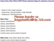 Large Size Good Quality Biohazard PE Disposable Waste Bag Thick Plastic Asbestos Bag,Jumbo Plastic Industrial Garbage Pa
