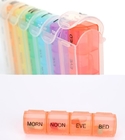 Customized logo Hot sales colorful plastic pill box,7 day pill box,192g vitamin box 9.5*6*3.5cm, Round Pill Box with Mir
