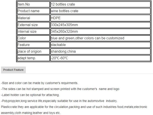 Cheap price 12 bottles plastic beer wine bottle crate, Vegetable and fruits plastic crate for store food, plastic crates