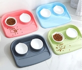 Non Slip Plastic Feeding Dishes No Spill Pet Dog Cat Double Food Water Bowl For Cat Dog, Premium Colorful Dog Water Food