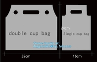 100% Biodegradable Cup bags, HDPE polyethylene plastic coffee juice cups drinking carrier take out bag Tea Cup Tea Holde