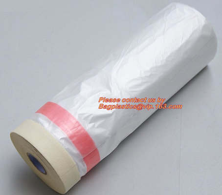 43.3 inch roll Plastic Pre-taped Masking Film, Drop cloth, masker roll for Car Paint, plasti dip masking, auto paint ove