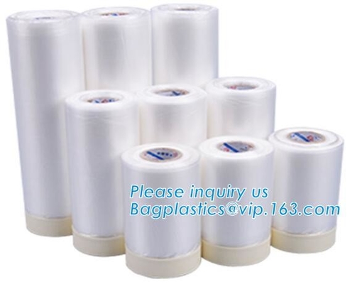 plastic register sealing cloth duct pre-taped masking film,PE material taped clear plastic masking film with dispenser