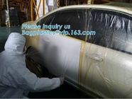 Disposable car protection pre-taped paint plastic masking film, PE material soft hardness protective plastic masking fi