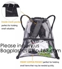 Clear Drawstring PVC Drawstring Backpack With Mesh Side Pockets For School, Music Festivals, Sporting Events, Gyms