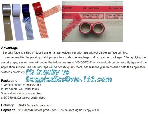 Printed Tamper Evident Adhesive Void Security Tape,China Supplier Pet Void Tape Double Sided Clear Polyester Pet Tape