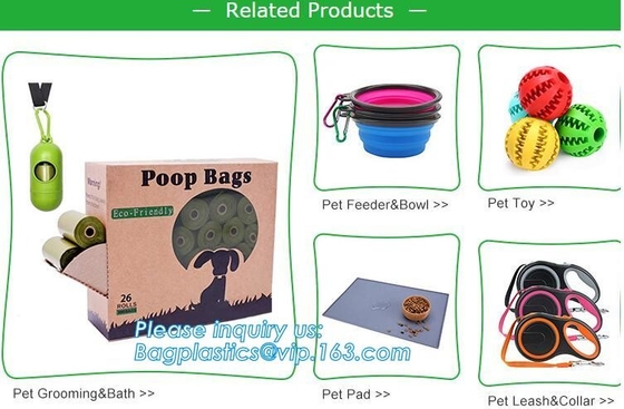 LED Flashlight Dog Waste Bag Dispenser Holder with Pet Waste Bag Poop Roll Bags, BPI ASTM D6400 EN13432 Approval Customi